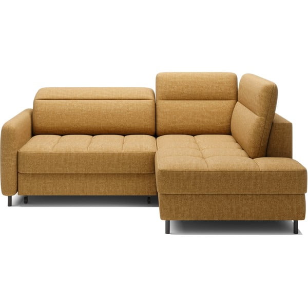 Geltonos spalvos iš velveto sulankstoma/su sandėliavimo vieta kampinė sofa (su dešiniuoju kampu/„L“ formos) Barea – ELTAP