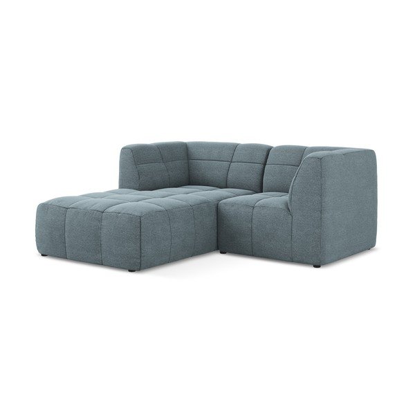 Mėlynos spalvos kampinė sofa iš boucle (su kairiuoju kampu/su gultu) Aloha – Makamii-image-2