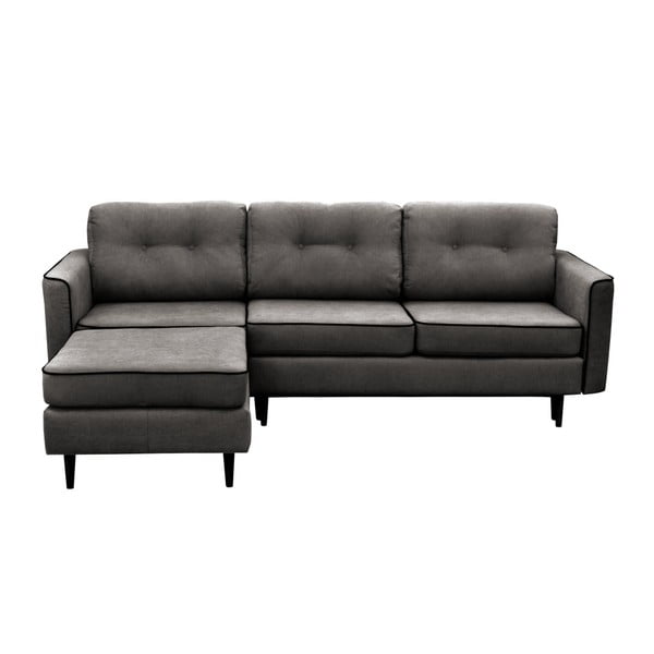 Tamsiai pilka sofa-lova su juodomis kojomis Mazzini Sofos Dragonfly, kairysis kampas