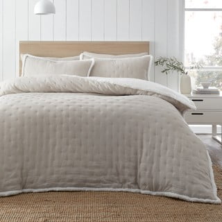 Iš sherpa vilnos dvigulė patalynė kreminės spalvos 200x200 cm Cosy Nori – Catherine Lansfield