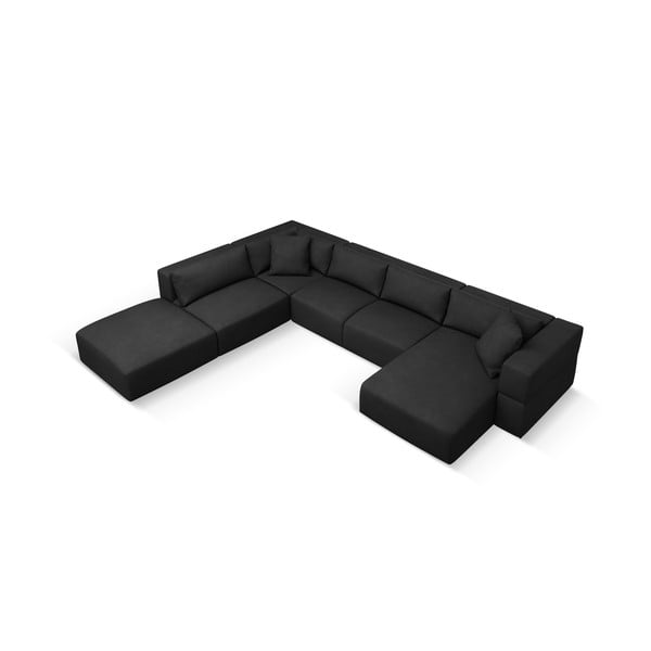 Kampinė sofa juodos spalvos (su kairiuoju kampu/„U“ formos) Esther – Milo Casa-image-2
