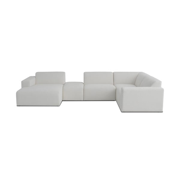 Iš boucle kampinė sofa baltos spalvos („U“ formos) Roxy – Scandic
