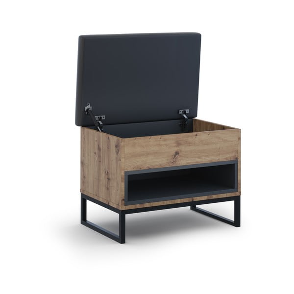 Ąžuolo dekoro batų lentyna su suoliuku Olis - Cosmopolitan Design-image-3