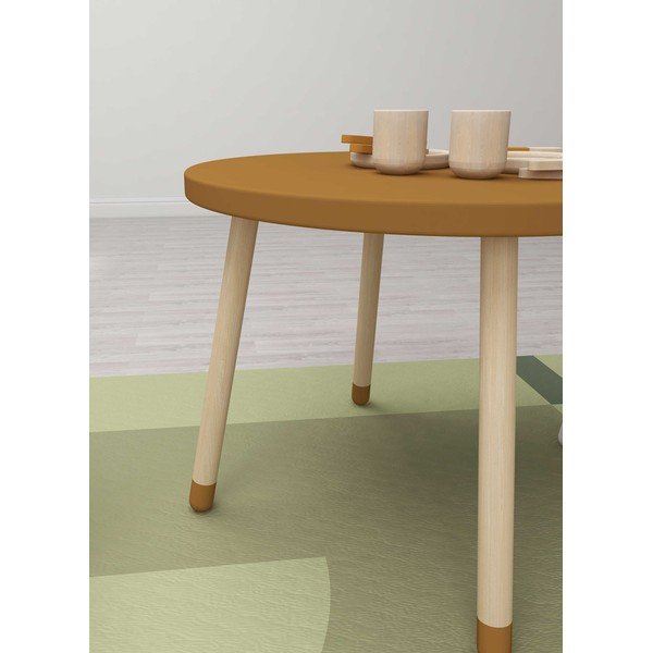 Garstyčių spalvos vaikiškas staliukas Flexa Dots, ø 60 cm-image-1