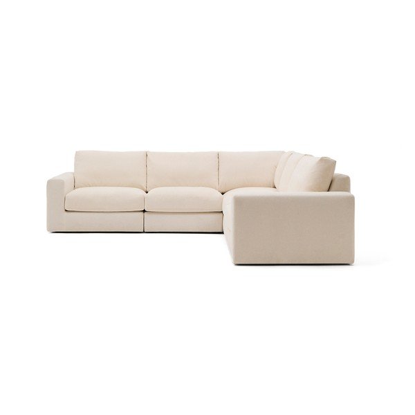 Smėlio spalvos kampinė sofa iš šenilinio audinio (kintama/„L“ formos) Alea – Kave Home-image-2