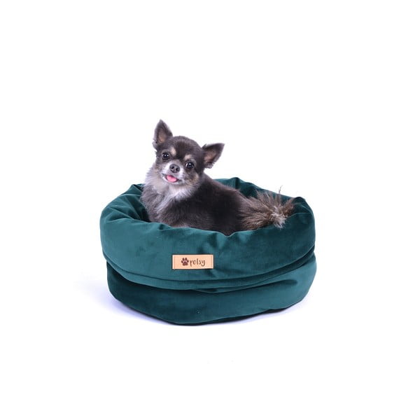 Tamsiai žalia aksominė patalynė ø 40 cm Basket Royal - Petsy-image-4
