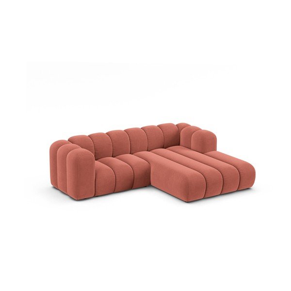Kampinė sofa rožinės spalvos (su dešiniuoju kampu) Lupine – Micadoni Home-image-1