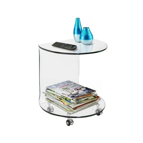 "Evergreen House" paprastas stiklinis kavos staliukas ant ratukų-image-3