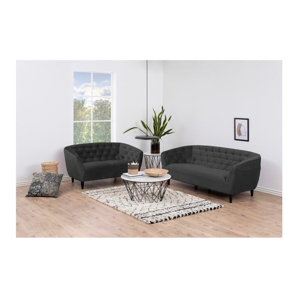 Tamsiai pilka aksominė sofa Actona Ria, 150 cm-image-1