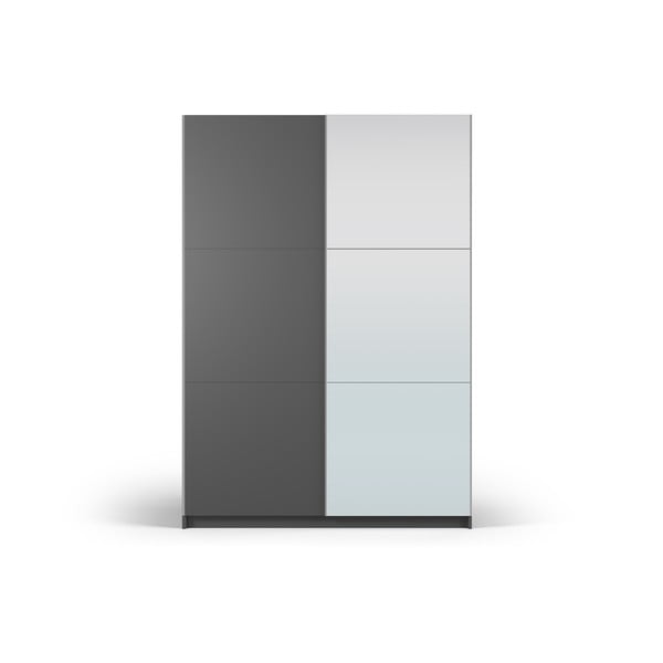 Tamsiai pilka spinta su veidrodžiu ir stumdomomis durimis 151x215 cm Lisburn - Cosmopolitan Design