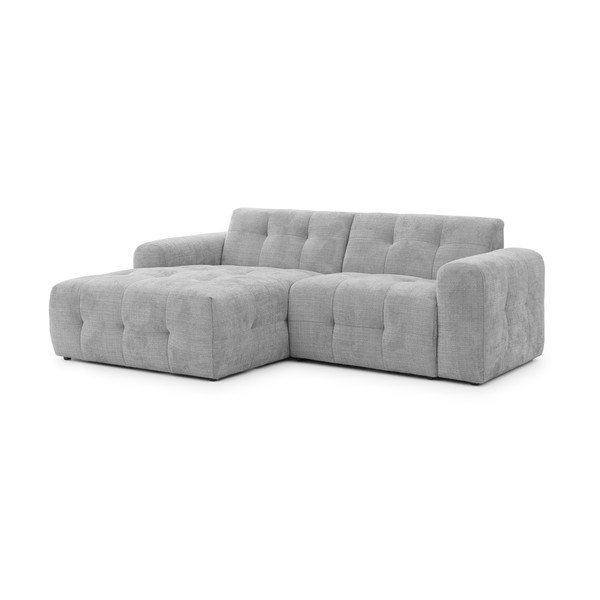 Šviesiai pilkos spalvos kampinė sofa (su kairiuoju kampu/su gultu) Melva – Ropez