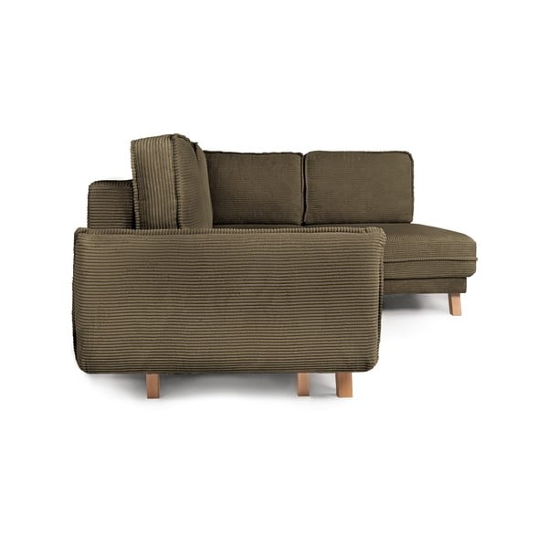 Iš kordinio velveto sulankstoma kampinė sofa žalios spalvos (su dešiniuoju kampu) Tori – Bonami Selection-image-3