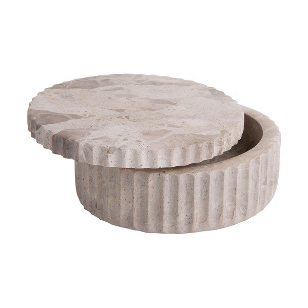 Dekoratyvinė šviesiai rudos spalvos iš akmens daiktadėžė ø 15x6 cm Marble – PT LIVING-image-3