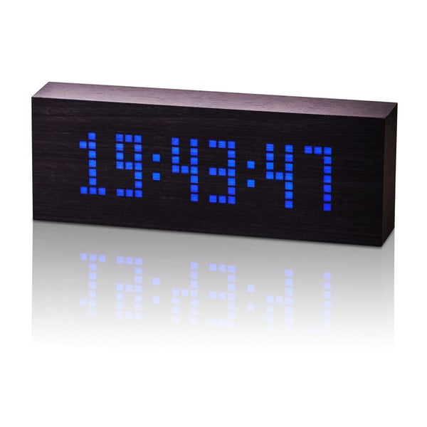 Juodos spalvos žadintuvas su mėlynu LED ekranu Gingko žinutės paspaudimo laikrodis