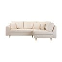 Kampinė sofa kreminės spalvos iš kordinio velveto (su dešiniuoju kampu) Ariella – Ropez