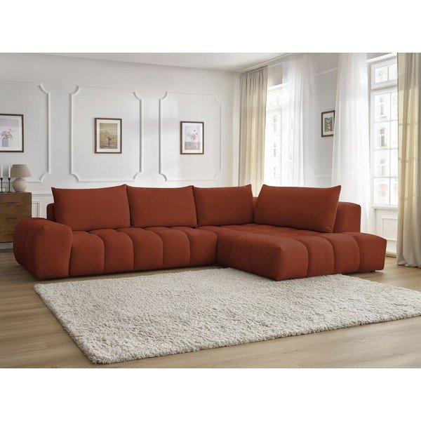 Kampinė sofa raudonos plytų spalvos (su dešiniuoju kampu) Everest – Bobochic Paris-image-1