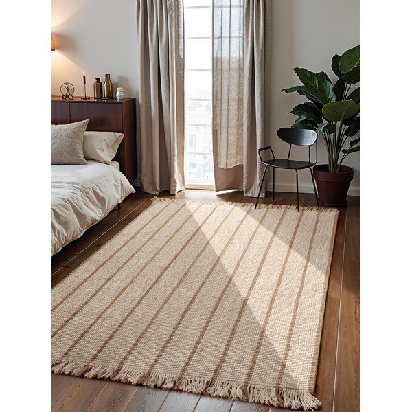 Rankų darbo kreminės spalvos iš džiuto kilimas 160x230 cm Harvest Sierra – Elle Decoration-image-1