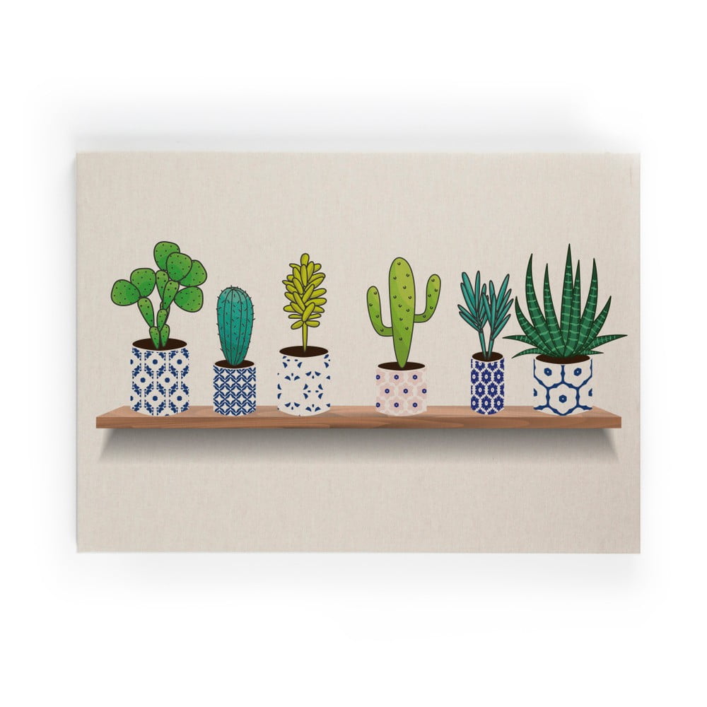Paveikslas ant drobės Really Nice Things Lino Cactus Shelve, 50 x 70 cm