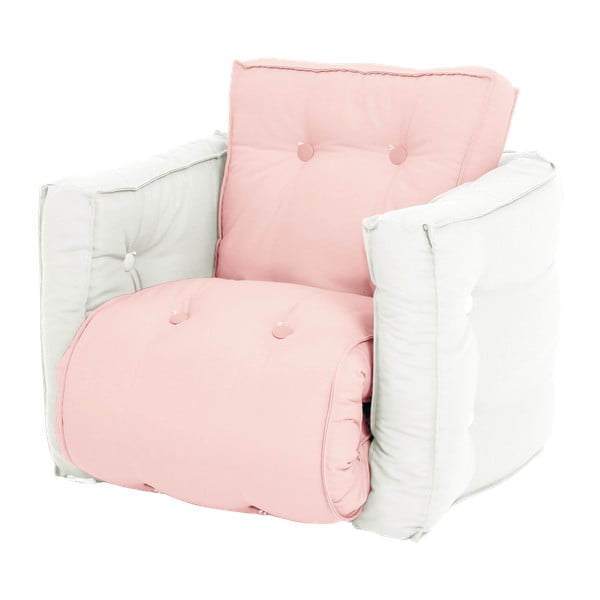 Šviesiai rožinės spalvos natūralios konstrukcijos vaikiškas sulankstomas fotelis "Karup Mini Dice