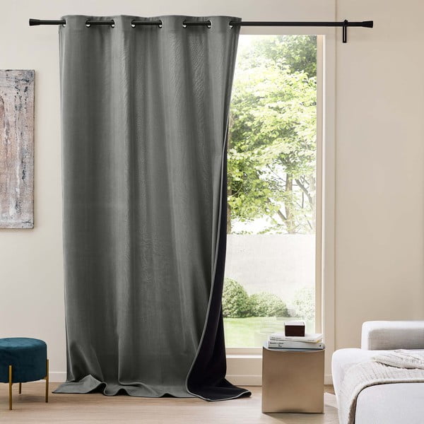 Antracito spalvos iš kordinio velveto termo užuolaida 140x260 cm Madison – douceur d'intérieur-image-1