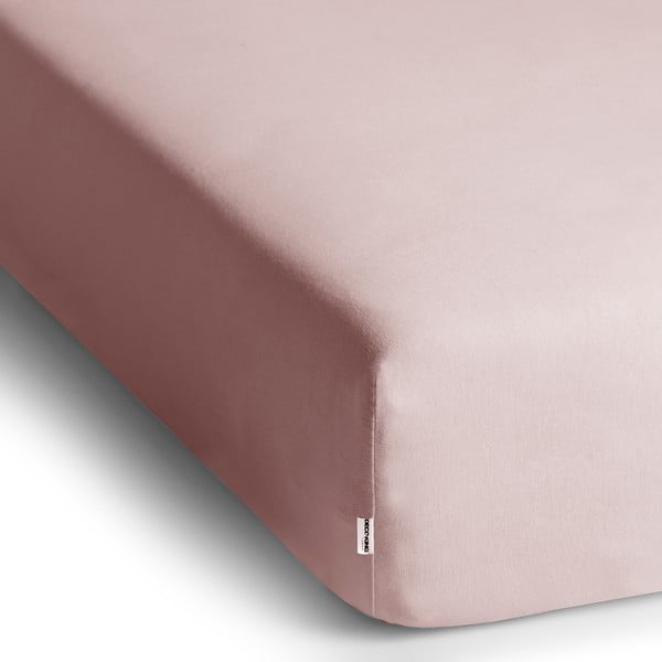 Šviesiai rožinės spalvos iš Jersey audinio paklodė su guma 90x200 cm Amber – Restilo-image-1