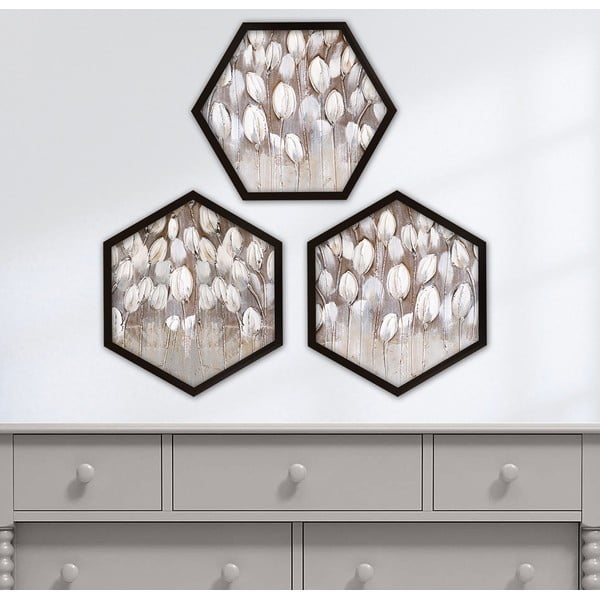 Paveikslai 3 vnt. rinkinyje 35x35 cm Pentagons - Wallity-image-1