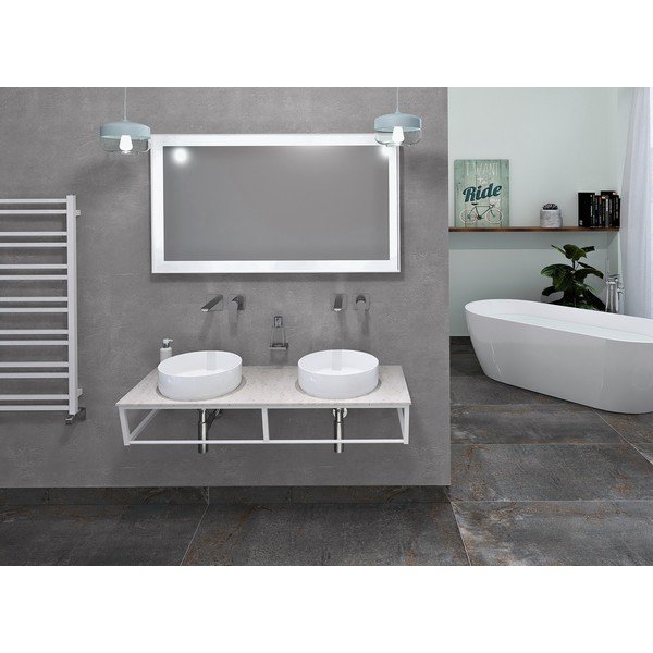 Iš plieno pakabinamas laikiklis kriauklei baltos spalvos 120x20 cm Ska – Sapho-image-1