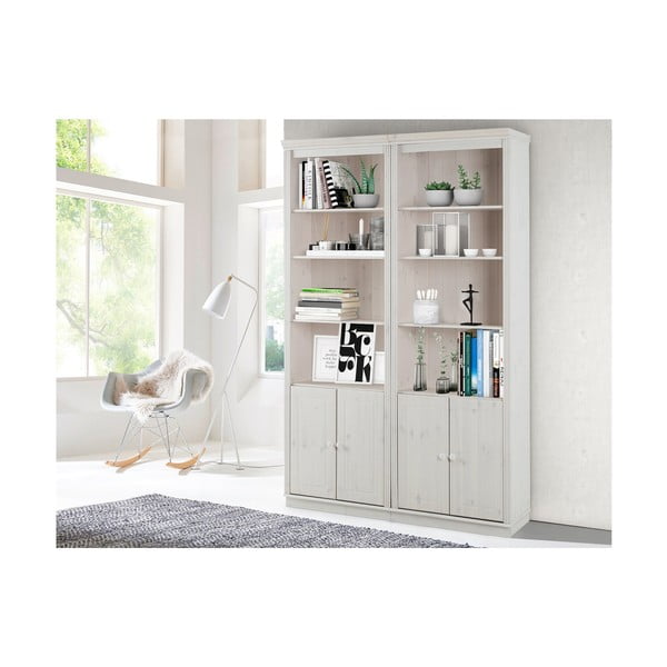 Iš pušies masyvo knygų spinta  baltos spalvos 148x223 cm Anita – Støraa-image-3