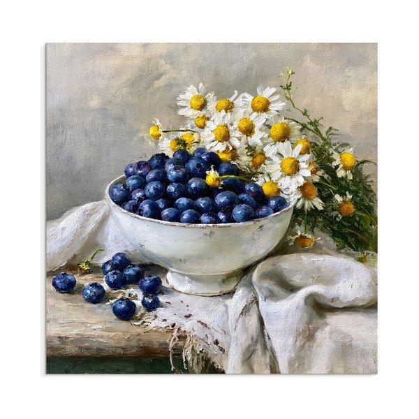 Spausdintas paveikslas tapyba ant drobės 32x32 cm Blueberry Bowl – Styler
