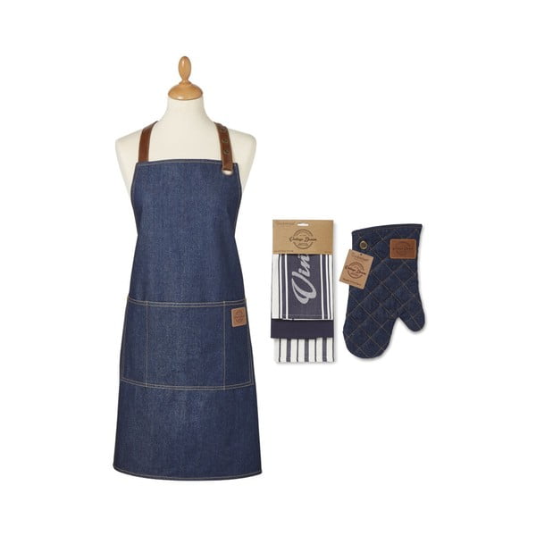 Rankšluostėlių, prijuostės ir puodų laikiklio rinkinys 5 vnt. Oxford Denim – Cooksmart ®