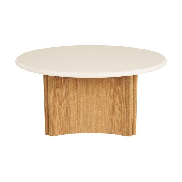Baltos spalvos/natūralios spalvos apvalios formos kavos staliukas su betoniniu stalviršiu ø 80 cm Motril – House Nordic-image-3