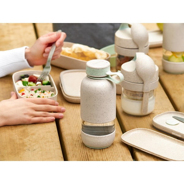 Kreminės spalvos iš stiklo  butelis Kelioninis buteliukas 500 ml To Go Organic – Lékué-image-1