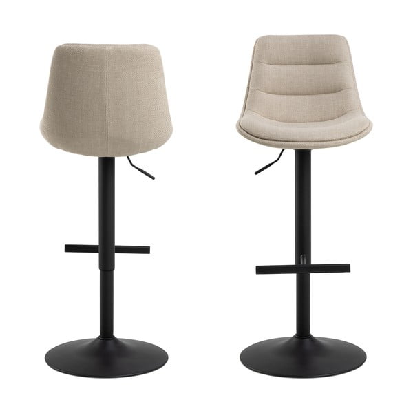 Reguliuojamo aukščio baro taburetė juodos spalvos/smėlio spalvos (sėdynės aukštis 65 cm) Adisa – Actona-image-2