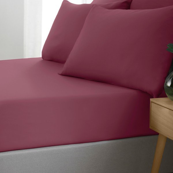 Bordo spalvos paklodė su guma 185x200 cm So Soft Non Iron – Catherine Lansfield-image-1