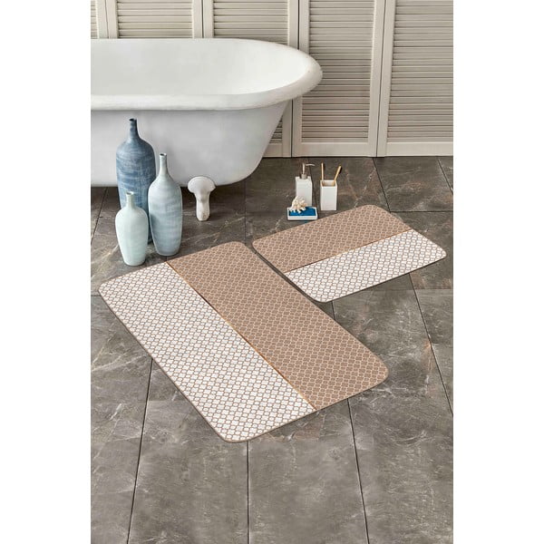 Vonios kilimėliai smėlio spalvos 2 vnt. 60x100 cm – Mila Home-image-3