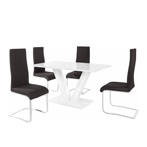 Stalo ir 4 juodų kėdžių komplektas "Støraa Aaron