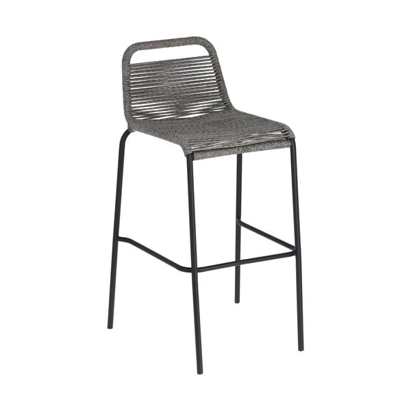 Pilkos spalvos baro kėdė su plienine konstrukcija Kave Home Glenville, aukštis 74 cm