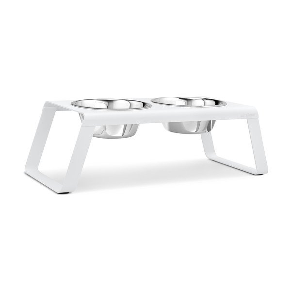 Iš metalo dubenėlių komplektas su stovu šuniui Desco White L – MiaCara