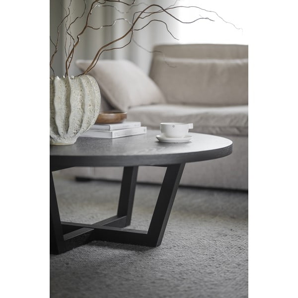 Apvalios formos kavos staliukas juodos spalvos iš ąžuolo ø 110 cm Boxford – Rowico-image-3