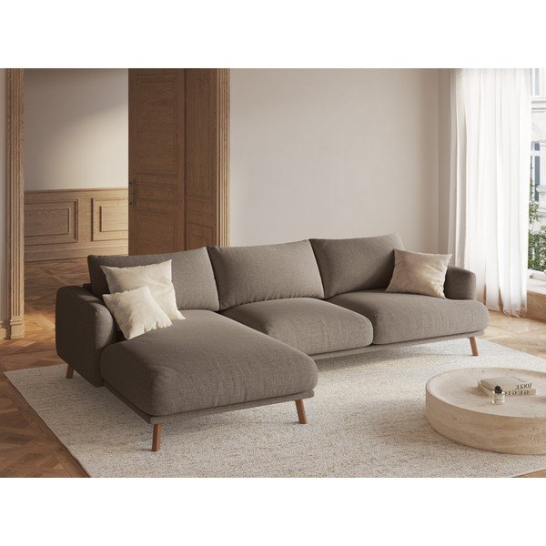 Taupe spalvos kampinė sofa (su kairiuoju kampu/su gultu) Naomi – Micadoni -image-1