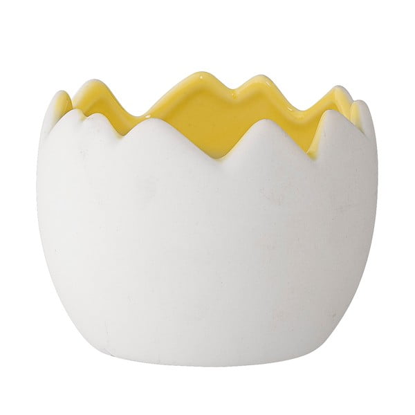 Keraminis kiaušinio formos vazonas su geltonu vidumi Bloomingville, ⌀ 9 cm