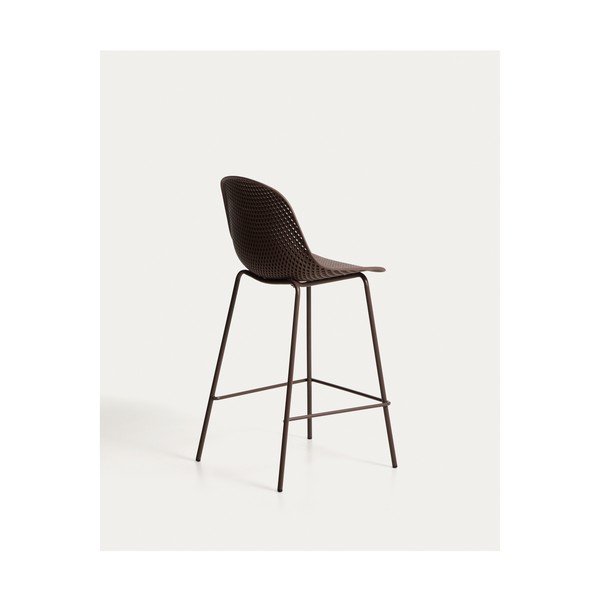 Rudos spalvos metalinė/plastikinė sodo baro taburetė Quinby – Kave Home-image-2