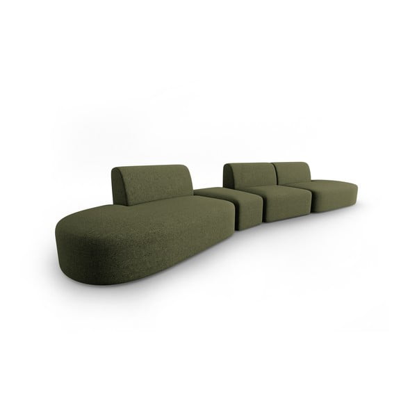 Žalios spalvos iš šenilinio audinio sofa su kairiuoju kampu 428 cm Paolo – Milo Casa-image-2
