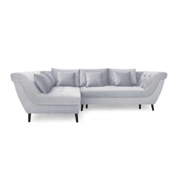 Šviesiai pilka keturių vietų sofa-lova "Bobochic Paris Real", kairysis kampas