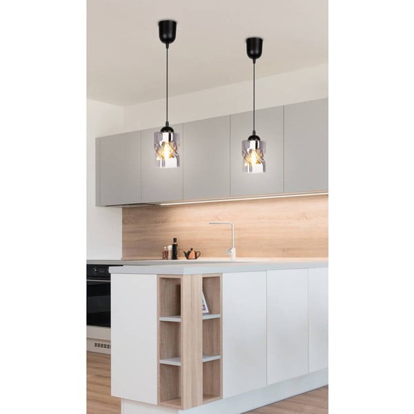 Juodas pakabinamas šviestuvas su stikliniu gaubtu ø 10 cm Felis - Candellux Lighting-image-3