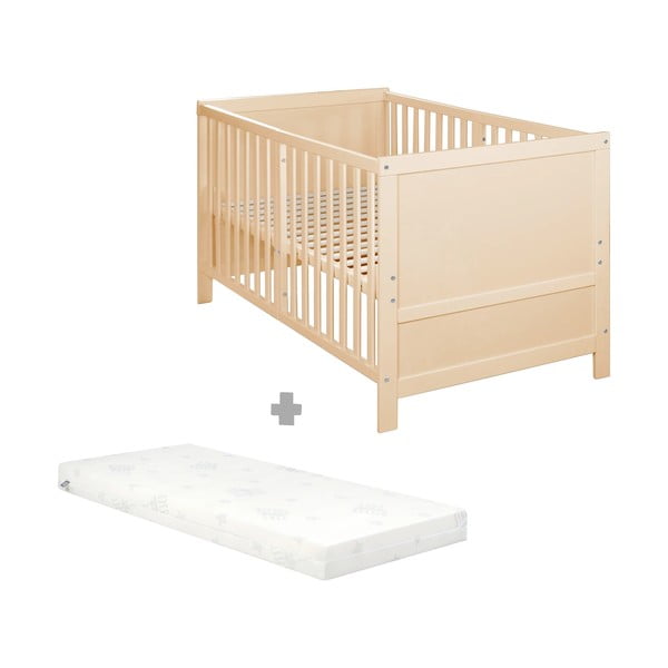 Natūralios spalvos vaikiška lovelė reguliuojamas aukštis 70x140 cm Easy Sleep – Roba