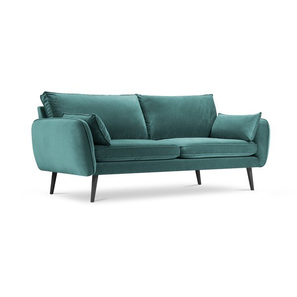 Smaragdo spalvos aksominė sofa su juodomis kojomis Kooko Home Lento, 198 cm-image-2