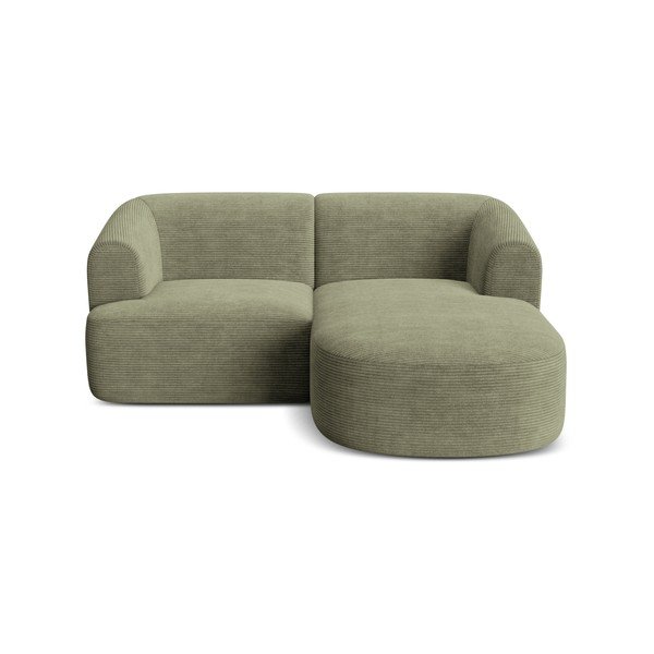 Žalios spalvos kampinė sofa iš kordinio velveto (su dešiniuoju kampu/su gultu) Campi – Cosmopolitan Design-image-2