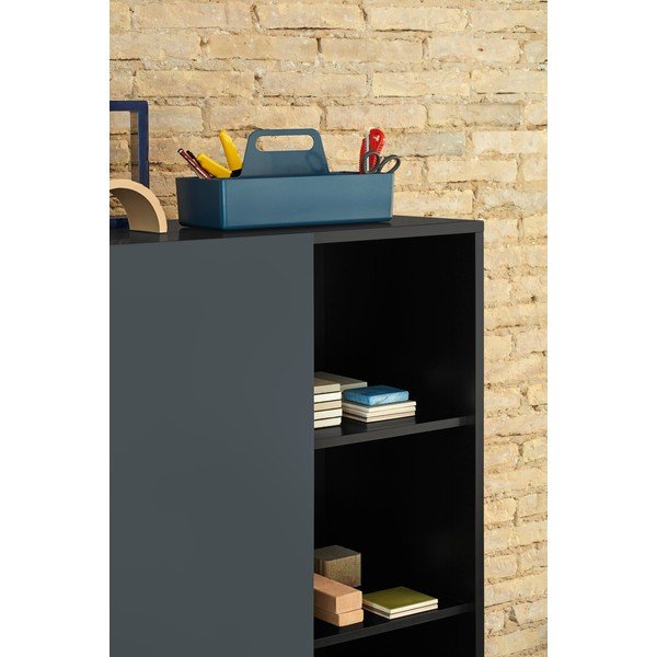 Aukšta šoninė spintelė juodos spalvos/antracito spalvos su stumdomomis durimis 120x140 cm Nube – Teulat-image-1