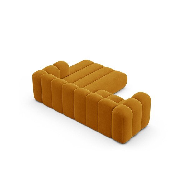 Kampinė sofa geltonos spalvos (su dešiniuoju kampu) Lupine – Micadoni Home-image-3